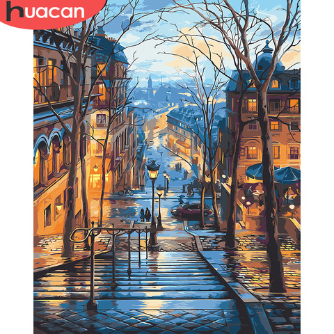 HUACAN Painting By Numbers Scenery DIY Oil Coloring By Numbers Street Landscape Canvas Paint Art Pictures Home Decor ► Photo 1/6