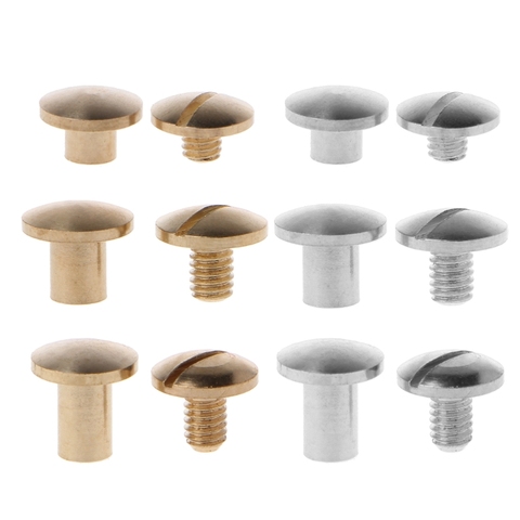10 Pairs Brass Chicago Screws Posts Belt Button for Leather Bookbinding Crafts ► Photo 1/6