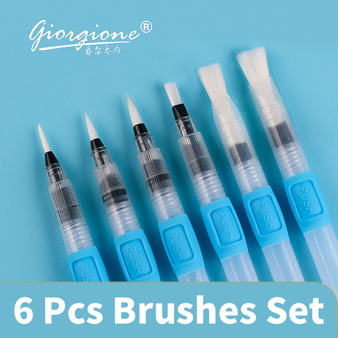 6 Pcs Soft Nylon Hair Self-Moisturizing Water Ink Storage Brush Pen Set for Calligraphy Watercolor Painting Drawing Art Supplies ► Photo 1/6