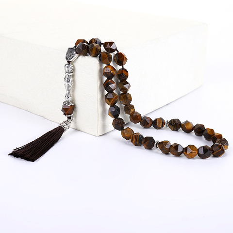 Natural Stone tiger eye stone tassel pendant 99/33 Islamic rosary Muslim tasbih Allah Mohammed Rosary for women men teebin ► Photo 1/6