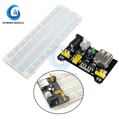 MB102 Micro USB Breadboard Power Supply Module DC 7-12V 830 Point Solderless Bread Board Voltage Regulator For Arduino DIY Kit ► Photo 1/6