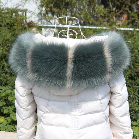 Qearlstar 2022 New Fur Collar Faux Raccoon Fox Fur Luxury Women Men Kids Scarf Coat Hood Decor Clothing Accessories Wraps FY502 ► Photo 1/3