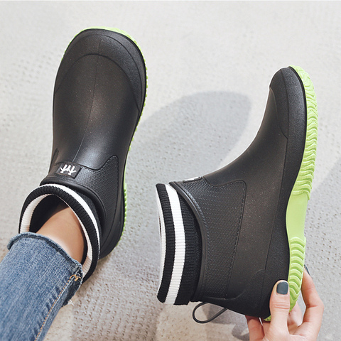 Rain Boots Women's Rubber Anti-skid Colorful Unisex Ankle Boots Lightweight Slip On Boots Shoes 2022 Water-proof Drop Shipping ► Photo 1/6