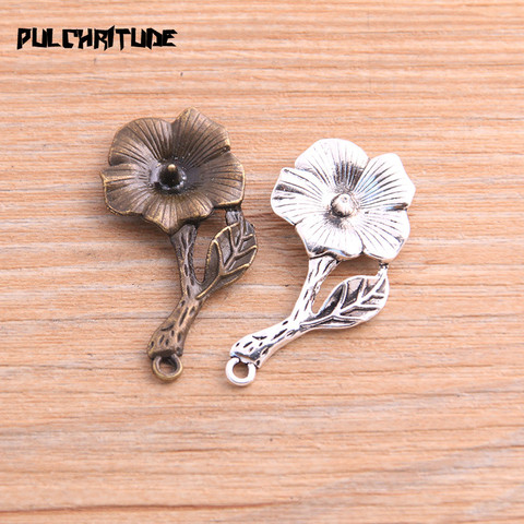 PULCHRITUDE 8pcs 19*39mm 2022 Product Two Color Morning Glory Charms Plant Flower Pendant Jewelry Metal Alloy Jewelry Marking ► Photo 1/6