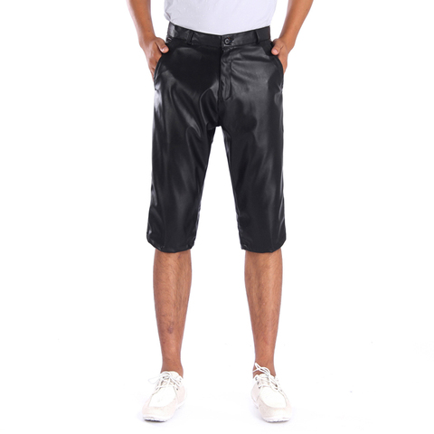 Thoshine Brand Summer Men Leather Shorts Elastic Outerwear Short Pants Male Fashion PU Leather Shorts ► Photo 1/6