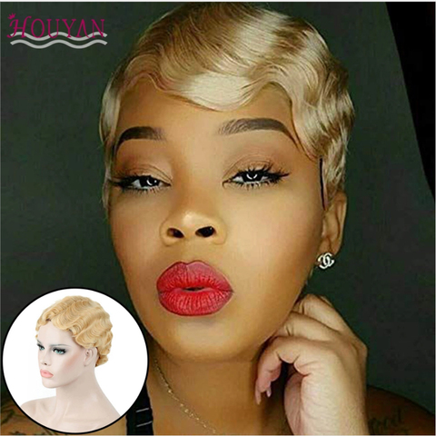 HOUYAN 6Inches Long Afro Kinky Curly Wigs for Black Blonde Mixed Brown Heat Resistant Hair ► Photo 1/6