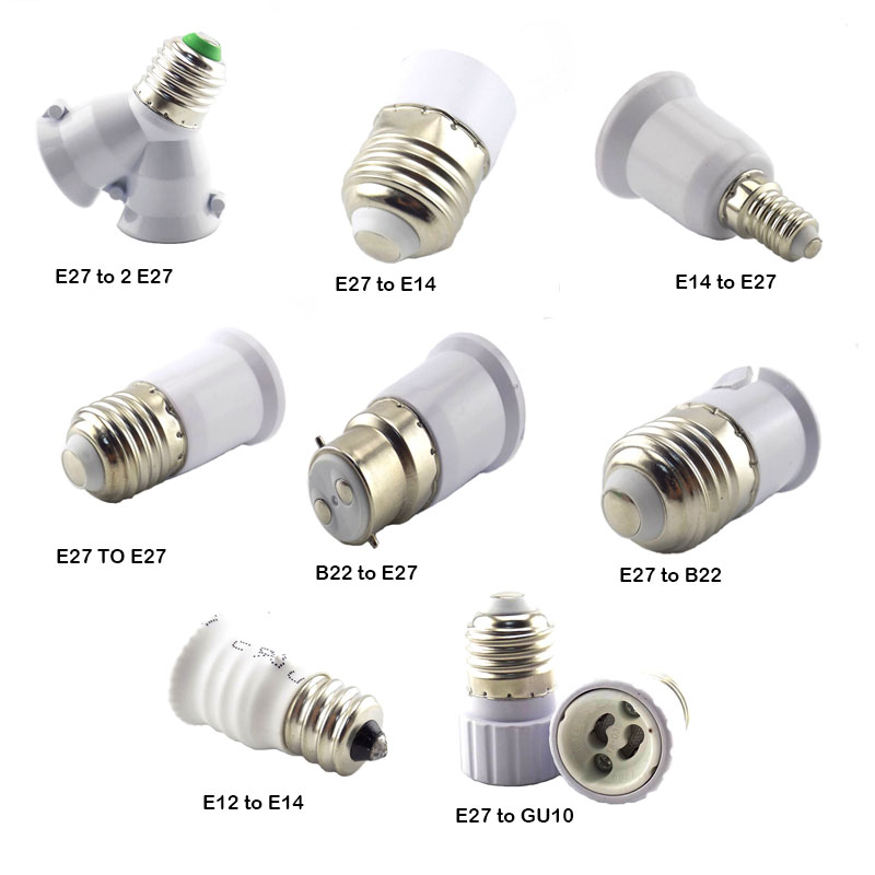 GU10 E27 E14 B22 Bulb Adapter Lamp Extender Socket Converter Shop Light Holder