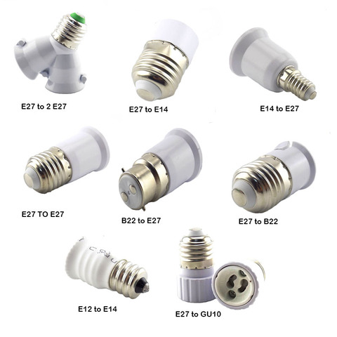 E27 to E14 to E12 GU10 B22 Adapter For Lamp Conversion Holder LED Bulbs Light Base Socket Fireproof Bulb Converter ► Photo 1/6