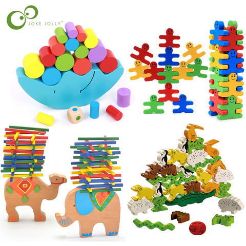 Kids Wooden Toys Moon Elephant Animals Balancing Game Kids Educational Toys For Baby Building Blocks Children Balance Toys ZXH ► Photo 1/6