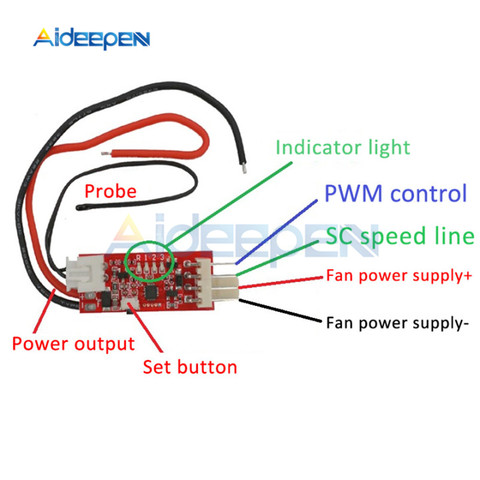 DC 12V PWM Fan ON/OFF Switch Temperature Detector Probe Controller 4-Wire Temperature Fan Speed Controller Governor for PC Fan ► Photo 1/4