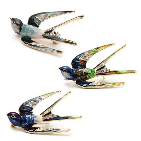 2022 Fashion Women Enamel Swallow Bird Collar Brooch Pin Lapel Clothes Jewelry Decor брош винтаж Valentine's Day present ► Photo 1/6