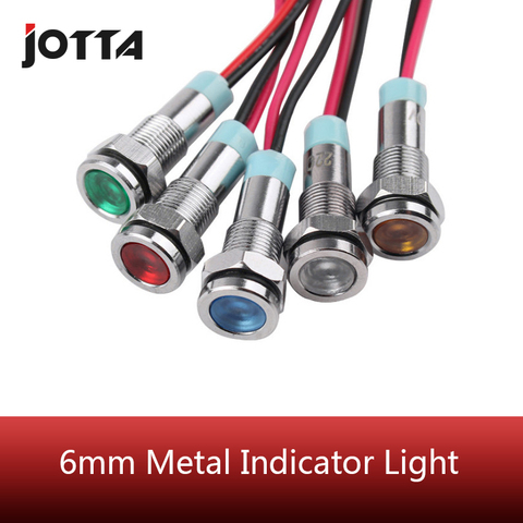 6mm Metal LED  Indicator light waterproof Signal lamp 6V 12V 24V 220v  red /yellow/ blue/ green /white ► Photo 1/6