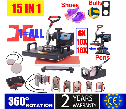 15 In 1 Heat Press Machine,Sublimation Printer/shoe Transfer Machine Pen Heat Press For Mug/Cap/T shirt/shoe/bottle/pen/football ► Photo 1/5