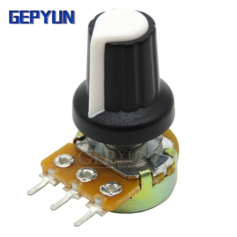 5 Sets WH148 1K 10K 20K 50K 100K 500K Ohm 15mm 3 Pin Linear Taper Rotary Potentiometer Resistor for Arduino with AG2 White cap ► Photo 1/1
