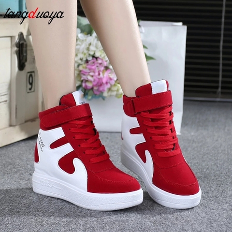 red sneakers women 2022 High top Platform Sneakers women Casual Wedges shoes Womens Shoes Black Platform Vulcanize Shoes Women ► Photo 1/6