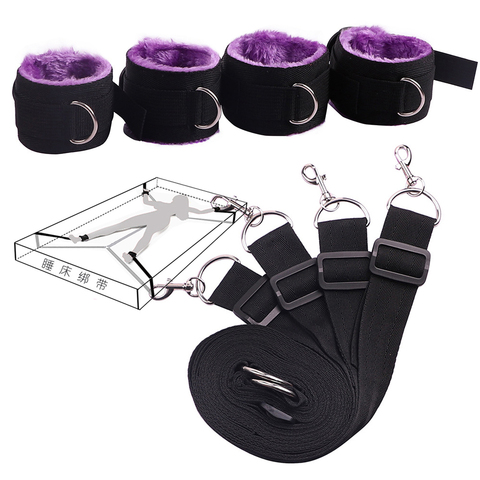 Bed Jam Sex Restraint Kit Adjustable Belt Nylon Handcuffs Ankle Cuffs Under Bed BDSM Bondage Erotic Toys Fixation Adult Game ► Photo 1/6