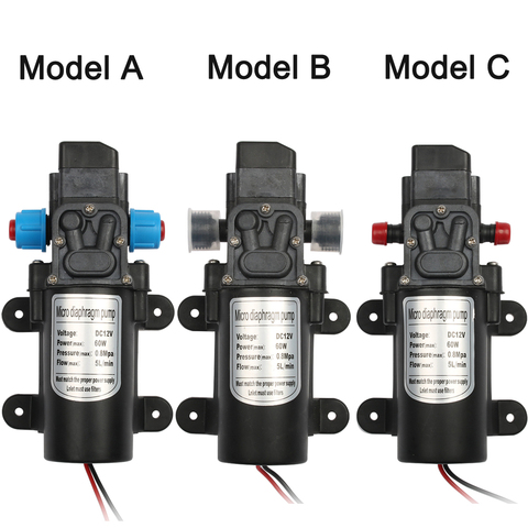 DC 12V 60W Micro Electric Diaphragm Water Pump Automatic Switch 5L/min High Pressure Car Washing Spray Water Pump 0.8Mpa 5L/min ► Photo 1/5