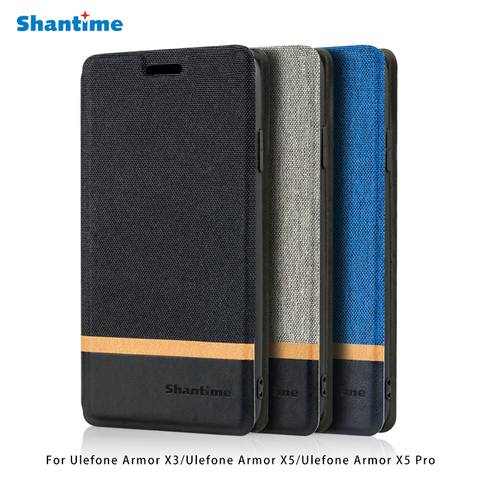 Canvas PU Leather Phone Case For Ulefone Armor X3 Flip Case For Ulefone Armor X5 Ulefone Armor X5 Pro Case Silicone Back Cover ► Photo 1/6