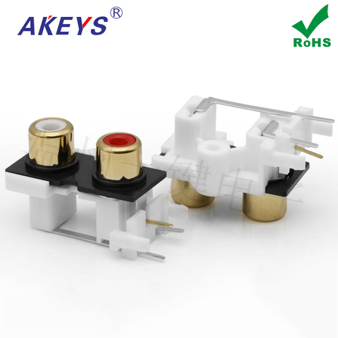 10 PCS One-click AV2-8.4-9 Gold with core socket 3 feet RCA seat Two-hole welded audio Video socket Lotus seat ► Photo 1/4