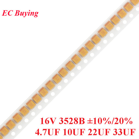 10pcs 16V 3528B SMD Tantalum Capacitor 4.7UF 10UF 22UF 33UF ±10% ±20% B-type 3528 1210 ► Photo 1/6