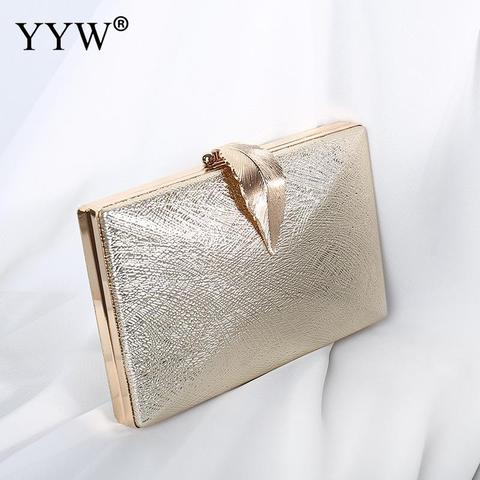 Women'S Wedding Clutch Bag Gold Purse Ladies Handbag Party Purse For Bridal Metal Leaf Lock Shoulder Bag Women Evening Bags ► Photo 1/5