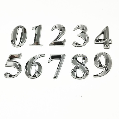 5cm Slimming Type Silver House Number Stickers 3D Self Adhesive Door Sign Number Digit Apartment Hotel Office Door Address ► Photo 1/6