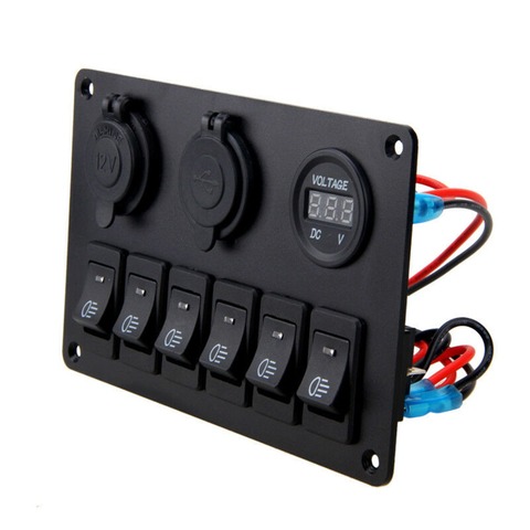 12V 6 Buttons Waterproof Car Auto Boat Marine LED Rocker Switch Panel Circuit Breakers For Boat Rocker Switch Control Panel ► Photo 1/6