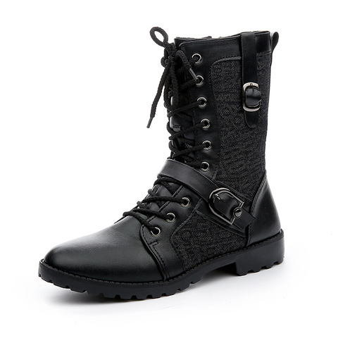 Winter Boots Men Leather Boots Men High Top Shoes Round Head Winter Footwear Lace Casual Shoes Man Plus Size tyh6 ► Photo 1/5