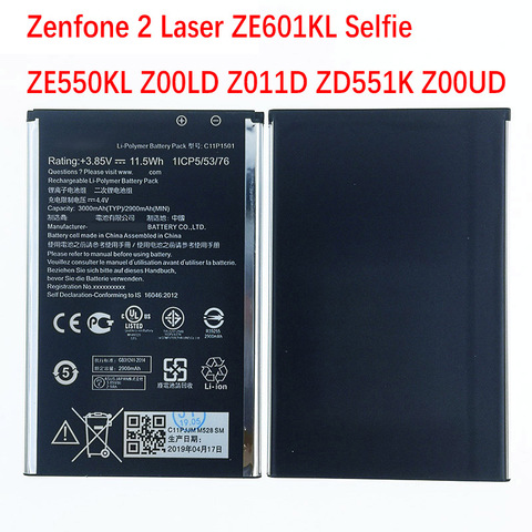 C11P1501 Battery For ASUS ZenFone 2 ZD551KL ZE550KL zenfone selfie ZE601KL Z00LD Z011D Z00UD Phone 3000mAh ► Photo 1/6