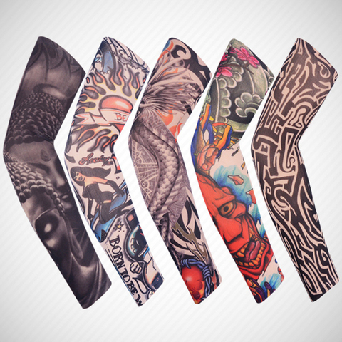 Outdoor Cycling 3D Tattoo Printed Arm Sleeves Sun Protection Bike Basketball Compression Arm Warmers Ridding Cuff Sleeves 2022 ► Photo 1/6