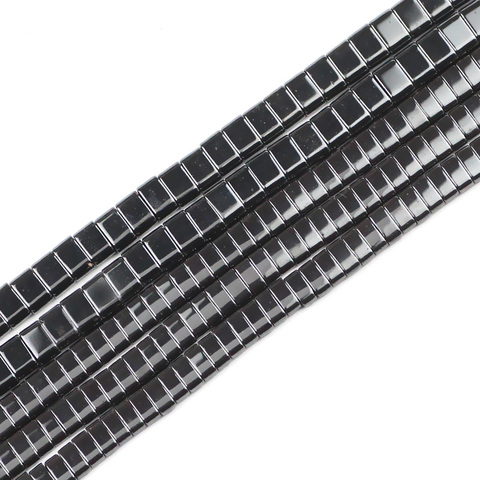 JHNBY Double hole 5/6mm Rectangle Black Hematite Natural Stone Spacers Loose Beads For Jewelry Making Diy bracelets accessories ► Photo 1/6