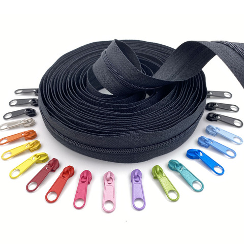 10 Meters Zipper by the Yard with Mult Color Zippers Sliders 20pcs -  for Bag,Clothes and Tailor Sewing Crafts ► Photo 1/5