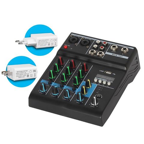 Professional Audio Mixer 4 Channels Bluetooth Sound Mixing Console for Home Karaoke KTV with USB Sound Card Sound Effects ► Photo 1/6