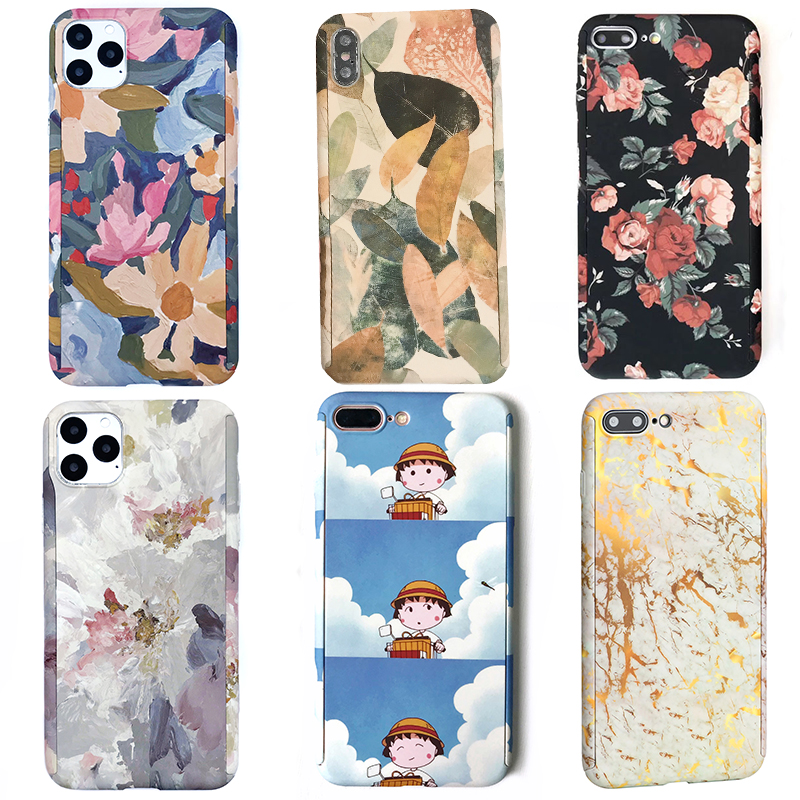 Price History Review On 360 Full Cover For Iphone 11 Pro Xs Max X Xr 6 S 6s 7 8 Plus 5 5s Se Oil Painting Art Flower Marble Case Slim