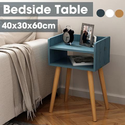White Blue Wood Bedside, What Is The Height Of A Night Table