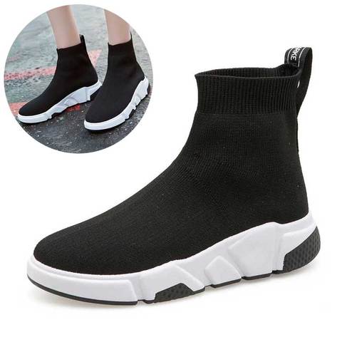 Black Elastic Kint Sock Shoes Woman Mesh 2022 Spring Female Platform Sneakers Women Chaussure Hip Hop Femme Basket Shoes ► Photo 1/6