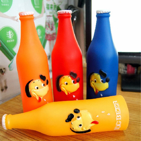 New Dog Toys Silicone Beer Bottle Brother Dog Pattern Puppy Pet Play Chew Squeaky Toys for Dogs Cats Pets Supplies ► Photo 1/6