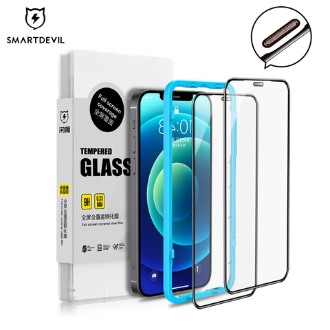 SmartDevil 2Pcs Tempered Glass Screen Protectors For iPhone 12 Pro Max 11 7 8 X XS XR Mini Full Cover Dust Proof  HD ► Photo 1/6