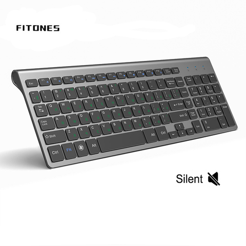 Russian layout, wireless keyboard, portable full size, USB stable connection, suitable for notebook computers, desktops, PC gray ► Photo 1/6