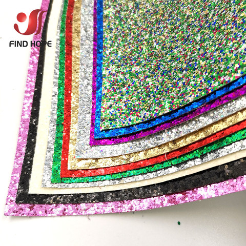 A4 Sparkly Sequin Chunky Glitter Vinyl PU Faux Leatherette Sewing Fabric Sheet iridescent Bow Craft DIY Earring Making Material  ► Photo 1/6