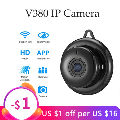 IP Camera Wifi Mini HD1080P Home Security Wireless Small CCTV Infrared Night Vision Motion Detection SD Card Slot Audio V380 APP ► Photo 1/6
