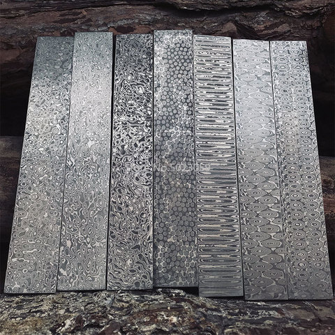 5 kinds Damascus steel DIY knife Making Material Rose Sandwich Pattern steel Knife blade blank has been Heat Treatment ► Photo 1/6