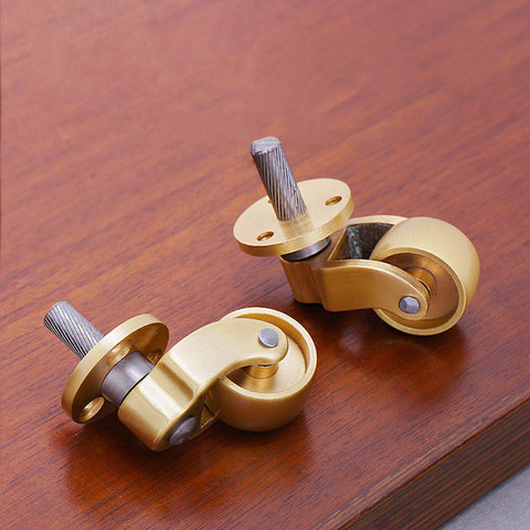 2'' Pure brass Swivel wheel Metal Flat Casters Heavy Mute Furniture support leg for Chairs Bed Piano want Replacement moving ► Photo 1/6
