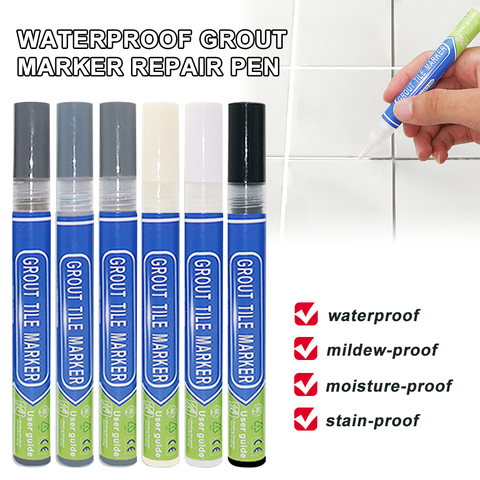 Home Tile Grout Pen Water Resistant Kitchen Instant Tile Repair Anti Mould Professional Gray White Grout Marker ► Photo 1/6