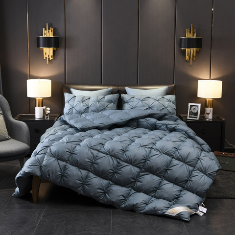 Luxurious 1000 Thread Count Goose Down Comforter Duvet Insert Twin Full Queen King size 100% Cotton Cover Reversible Blanket ► Photo 1/6