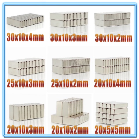 20Pcs N35 Neodymium Magnet Block 20X10X2 20X10X3 20X10X4 20X10X5 25X10X3 30X10X2 30x10x4 20X5X2 mm Block Bar Magnets Rare Earth ► Photo 1/6