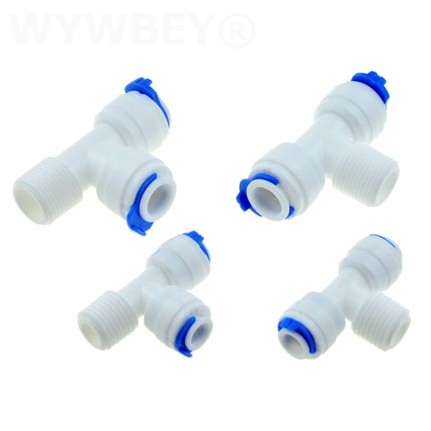 Reverse Osmosis Quick Pipe Fitting T Shape Tee 1/4 3/8 Hose Connect 1/4 3/8 BSP Male RO Water Plastic Coupling Connector Adapter ► Photo 1/3