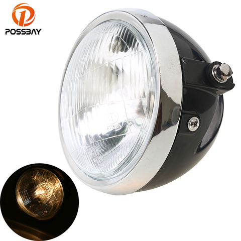 POSSBAY Motorcycle Headlights Round 12V Retro Halogen Front Headlight for Honda CG125 GN125 Suzuki Cafe Racer Motorcycle Lights ► Photo 1/6