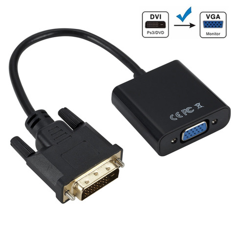 Full HD 1080P DVI-D DVI To VGA Adapter Video Cable Converter 24+1 25Pin to 15Pin Cable Converter for PC Computer Monitor ► Photo 1/6