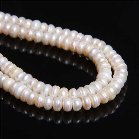 White Abacus Natural Pearls Real Freshwater Pearl Beads Oblate Button Loose Beads For DIY Necklace Jewelry Making 14